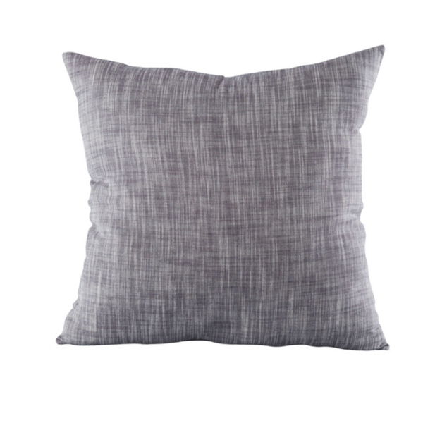 The Elk Group Tryst Pillow Grey 24 x 24 features a plump, square design with a light gray, textured woven cover. Its subtle pattern offers a modern, neutral look. Shown against a white background.
