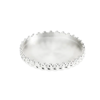 The Babylone Silver Plated Candle Holder by Christofle rests on a plain white background—an elegant luxury home decor accent.