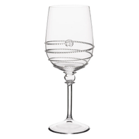 The Amalia Glassware by Juliska is a handmade wine glass featuring an elegant spiral pattern of raised dots around the lower bowl, reflecting timeless Bohemian artistry.