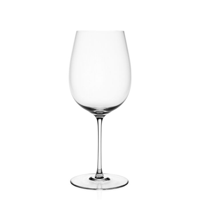 The Starr Stemware by William Yeoward, a handmade lead-free crystal wine glass with a tall stem and round bowl, is centered on a white background.