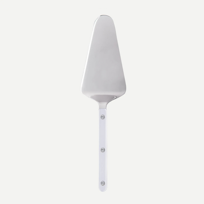 The Sabre Bistro Pearly Shiny Tart Server features a triangular stainless steel blade and straight handle, shown from above against a plain white background.