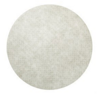 The Bodrum Tresse Round Placemat Set of 4 features plain, light gray, phthalate-free vinyl placemats with a subtle textured pattern, shown against a white background.