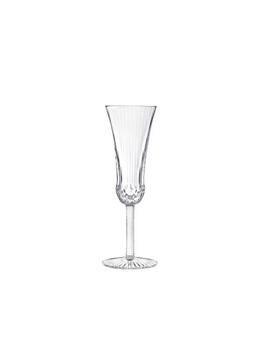The Apollo Stemware by Saint-Louis/Hermes features a fluted bowl, slender stem, and ribbed base—an exquisite piece of mouthblown, hand-cut crystal glassware presented against a plain white background.