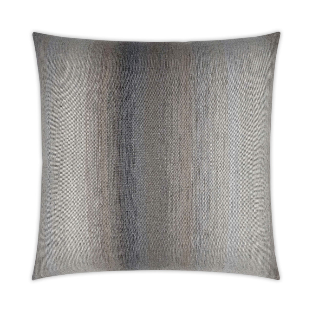 The D.V. KAP / Canaan Company Outdoor Pillow Meditate - Fog 22 x 22 features a subtle gradient stripe in neutral grey, beige, and brown tones on weather-resistant woven fabric—ideal for patio decor. Shown on a white background.