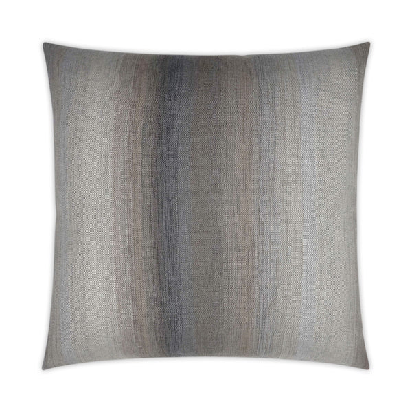 The D.V. KAP / Canaan Company Outdoor Pillow Meditate - Fog 22 x 22 features a subtle gradient stripe in neutral grey, beige, and brown tones on weather-resistant woven fabric—ideal for patio decor. Shown on a white background.