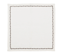The Kim Seybert Swag Napkin Gunmetal & Silver Set of 4 features an elegant oval border in brown and black, making it a perfect choice for stylish holiday gatherings.