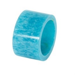 The Bodrum Marble Band Napkin Ring Set of 4 features wide, cylindrical blue resin rings with a marbled texture and glossy finish, ideal for adding color to your table decor. Shown against a plain white background.