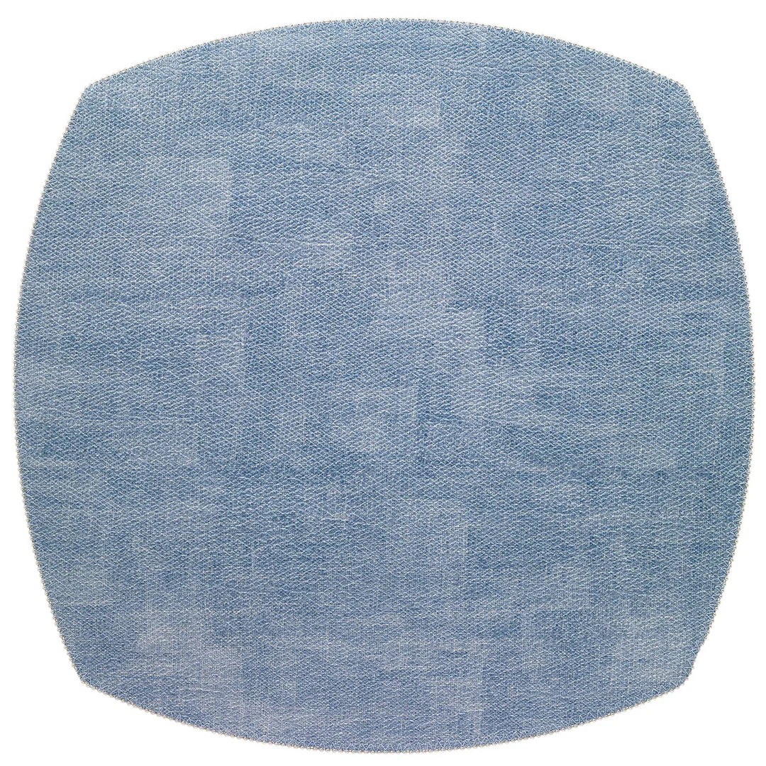 A set of 4 blue Bodrum Allure Elliptic Square Placemats with a beaded edge and textured weave, shown on a white background.