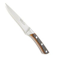 A Palace Steak Knife by Alain Saint-Joanis features a silver blade and a brown wood handle with black accents and three metal rivets, displayed on a white background.