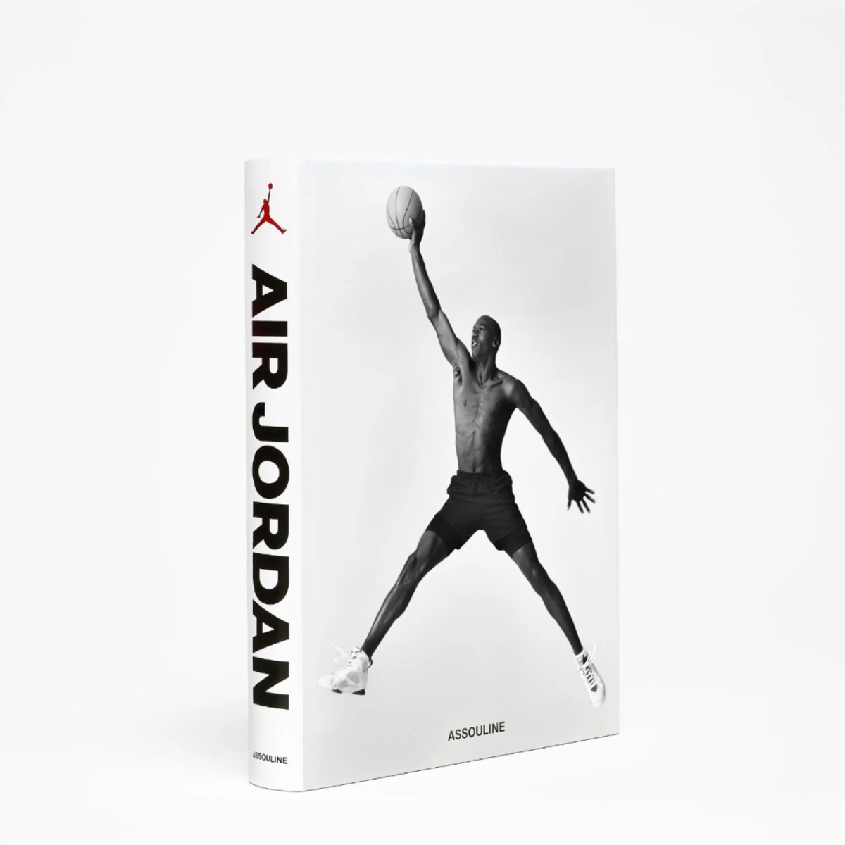 Air Jordan (Classic) by Assouline features a black-and-white cover of Michael Jordan leaping with a basketball. The book’s spine displays the Air Jordan logo and bold vertical text.
