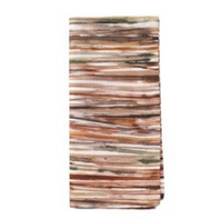 The Bodrum Sierra Napkin Hazel Set of 4 features folded rectangular napkins with a brown, tan, beige, and green wood grain pattern—perfect for fall or elegant Thanksgiving table decor.