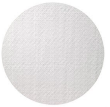 The Bodrum Wicker Round Placemat Set of 4 in white features textured, fabric-like circular mats reminiscent of classic woven designs, shown on a white background.