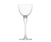 A clear, empty Amadeus Stemware wine glass by Saint-Louis features a tall, slender stem and round base, shown against a white background.