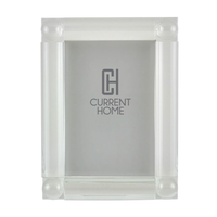 The Tizo Corner Ball Crystal Frame Clear is a modern acrylic photo frame with rounded corners and cylindrical edges, displayed on a neutral background.