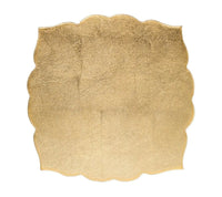 Guzzini Fez Placemat, Set of 4, featuring a gold MDF construction with a scalloped edge and a subtly textured surface, shown on a white background.