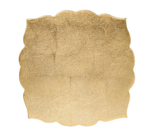 Guzzini Fez Placemat, Set of 4, featuring a gold MDF construction with a scalloped edge and a subtly textured surface, shown on a white background.