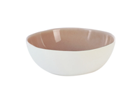The Maguelone Dinnerware Tamaris small round serving bowl by Jars - Rosenthal features a glossy light brown crackled interior and matte white exterior, shown against a plain white background.
