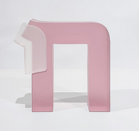 The Chai Sculpture by CDMX / BRUCI is a handmade, modern pink and white resin piece with smooth, geometric lines inspired by minimalistic animal forms, crafted in Mexico and photographed on a plain white background.