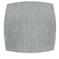 A square ceramic plate with blue and white herringbone pattern pairs beautifully with Julian Mejia’s Ellipse Reversible Placemat Set of 4 in Azure Eggshell.