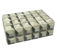 The Bojay Checkmate Box Grey Small is a compact organizer with a geometric 3D cube pattern in white, gray, and black, creating an optical illusion on its surface.