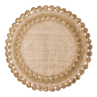The Juliska Isadora Placemat Set of 4 features round, beige woven placemats with intricately braided borders for a textured, elegant look.