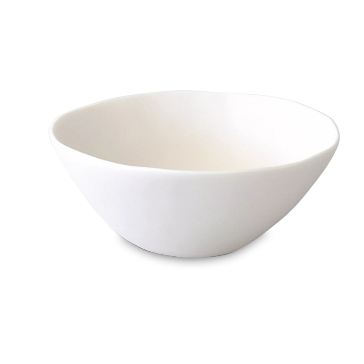 The Sculpt Tapered Bowl White by Tina Frey is a hand-sculpted ceramic bowl featuring a plain white finish and slightly irregular, organic shape, displayed against a light gray background.