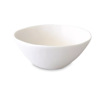 The Sculpt Tapered Bowl White by Tina Frey is a hand-sculpted ceramic bowl featuring a plain white finish and slightly irregular, organic shape, displayed against a light gray background.