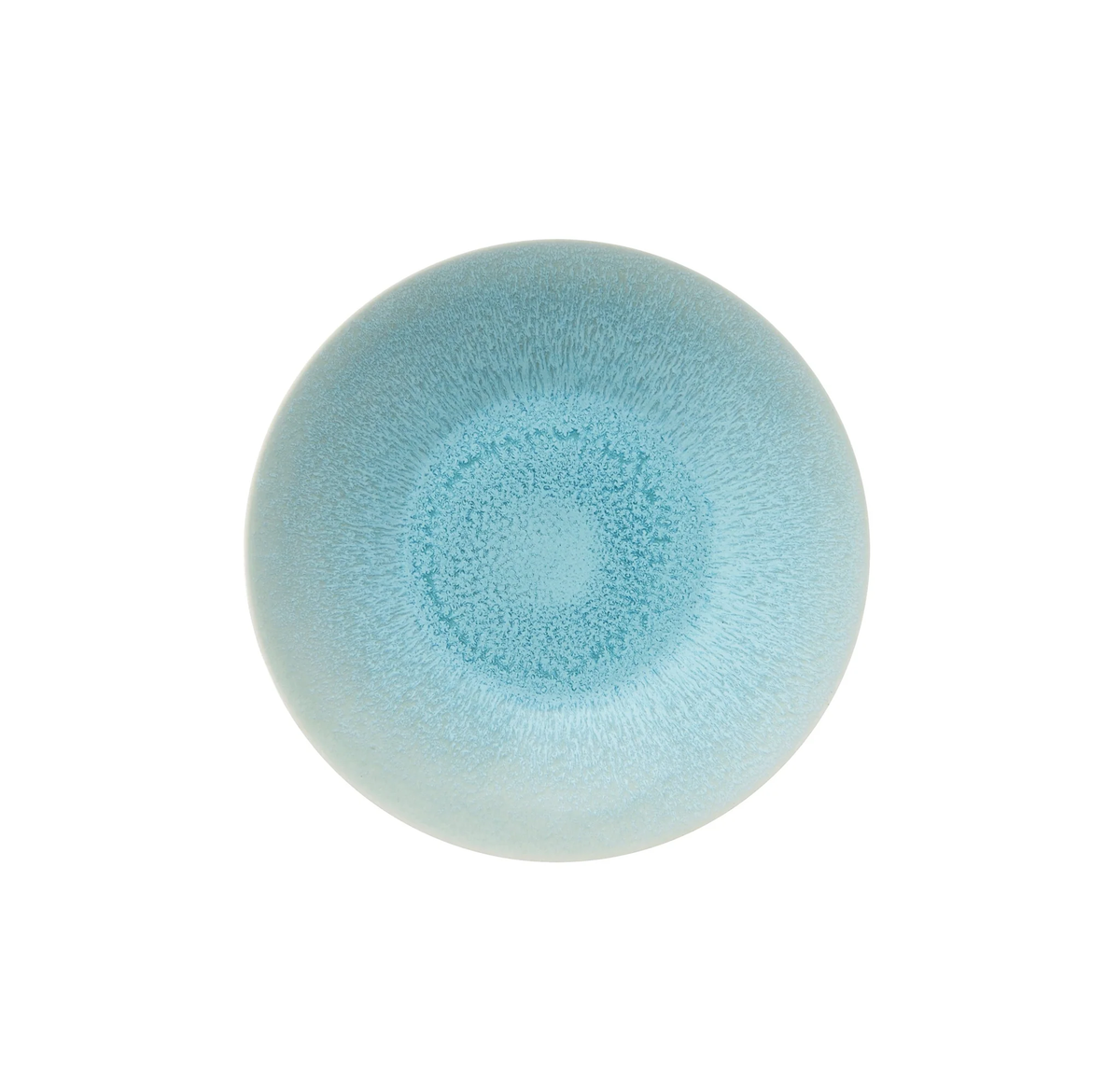 The Vuelta Atoll by Jars - Rosenthal is a round, light blue ceramic bowl with a textured gradient pattern that deepens at the center. Modern and stylish, this microwave-safe dinnerware piece is perfect for any table setting.