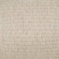 Close-up of the D.V. KAP / Canaan Company Huma Pillow Natural 22 x 22, featuring beige fabric with a subtle textured grid and slightly raised threads for a luxurious look and tactile feel.