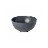 The Livia Dinnerware Matte Black bowl by Casafina/Costa Nova features a smooth, slightly matte finish. This modern ceramic tableware piece is displayed against a white background.