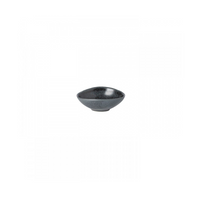 The Livia Dinnerware Matte Black bowl by Casafina/Costa Nova is a small, round ceramic piece with a slightly irregular rim, crafted in Portugal and featured against a plain white background.