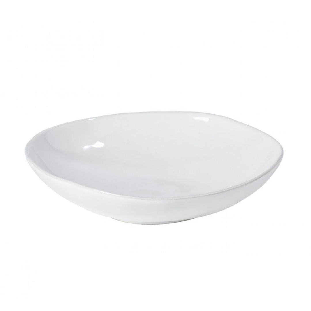 The Livia Dinnerware White by Casafina/Costa Nova is a modern, shallow ceramic bowl with gently curved edges shown against a white background.
