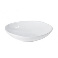 The Livia Dinnerware White by Casafina/Costa Nova is a modern, shallow ceramic bowl with gently curved edges shown against a white background.