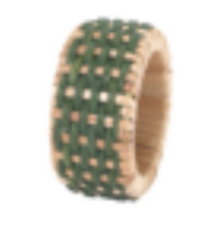 Add rustic charm to your table setting with the Bodrum Cane Napkin Ring Set of 4. Crafted from natural fibers, each napkin ring features a wide woven band in a distinctive green and beige checkered basket-weave pattern.