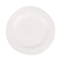 The Aria Dinnerware dinner plate by Vietri, crafted from white stoneware with a slightly irregular rim, is displayed from a top-down view against a white background.