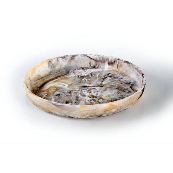 Swirl Colored Resin Round Platter Mocha - Medium.