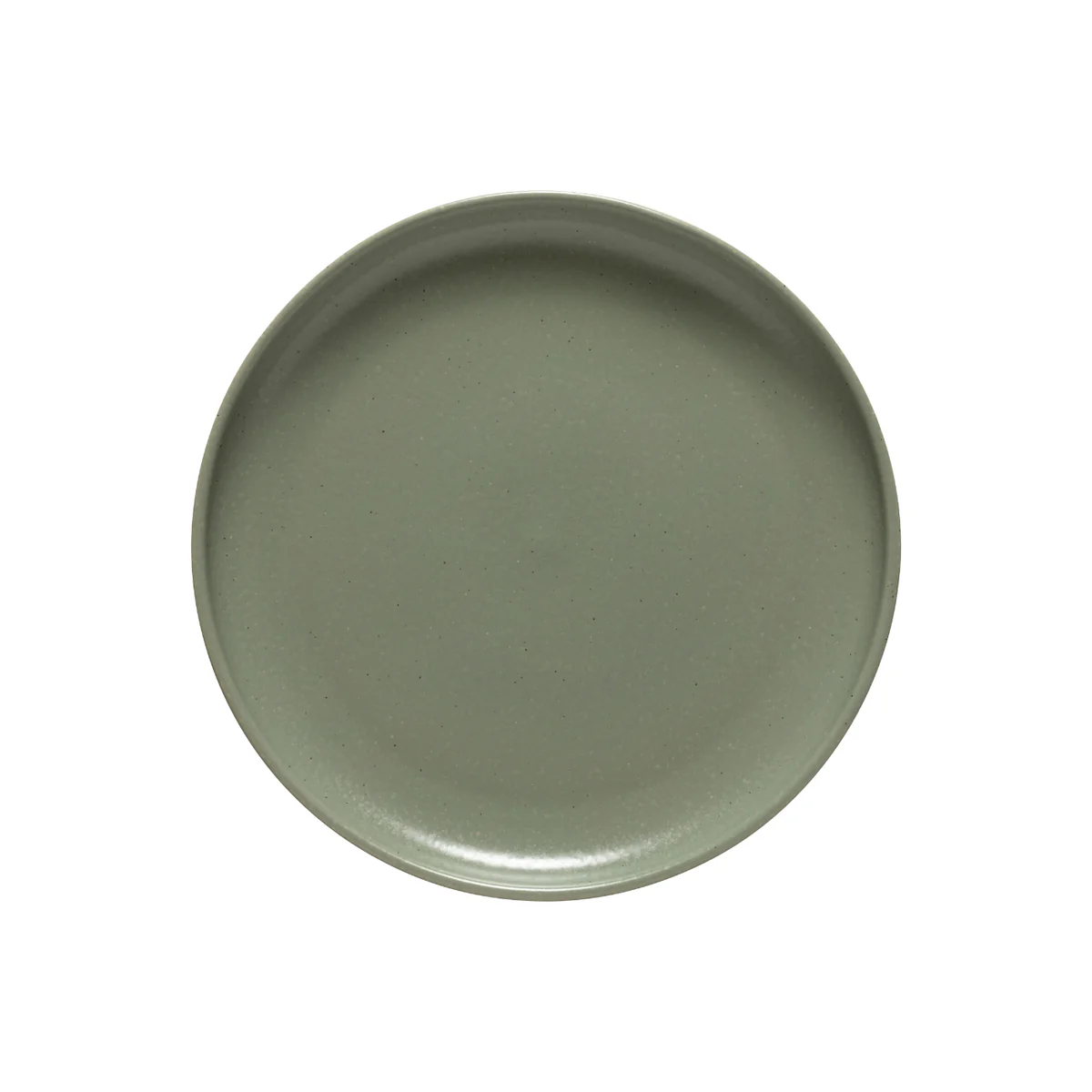 A round, plain, matte gray ceramic plate from the Casafina/Costa Nova Pacifica Dinnerware Artichoke collection is shown from above on a white background, highlighting the understated elegance of luxury tableware.