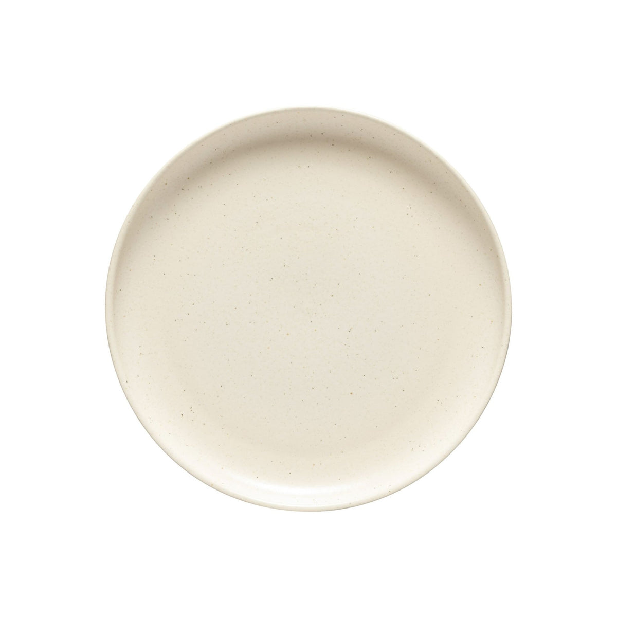 A round, off-white ceramic plate from the Costa Nova Pacifica Vanilla Dinnerware collection with a smooth surface, shown from above on a white background.