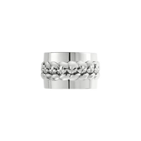 Christofle Babylon Silver Plated Napkin Ring Set 4, featuring a silver-plated ring with a central decorative band of braided metal between two smooth edges.