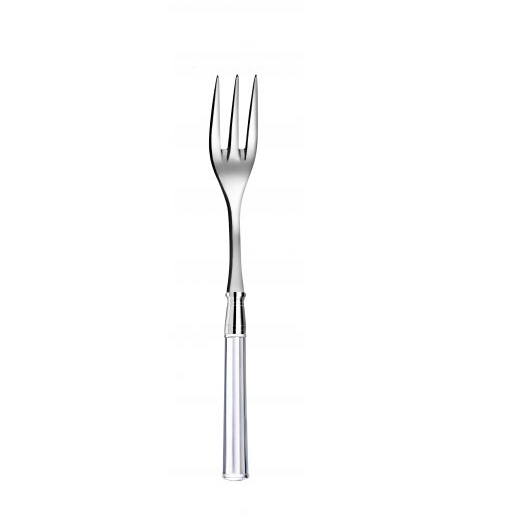 The Capdeco Doric Serving Utensils fork features three stainless steel prongs, a shiny finish, and a smooth rounded handle for a touch of classical elegance. Shown upright against a white background.