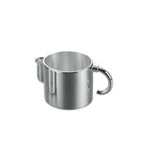The Christofle Vertigo Silver Plated Creamer features a side spout and a large, round handle, showcased against a plain white background as an elegant tea accessory.
