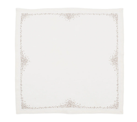 The Pin Dot Napkin White, Natural & Gray Set of 4 by Kim Seybert features a subtle dotted border in each corner, adding a refined and elegant touch to any table setting.