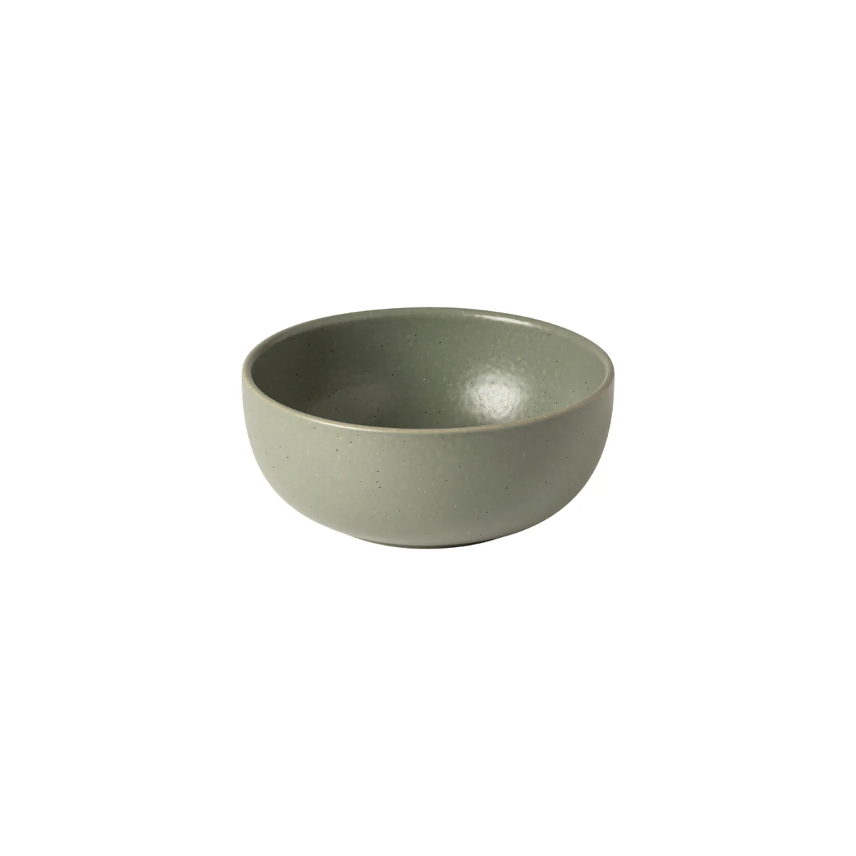 A minimalist, round, light green ceramic bowl from the Pacifica Dinnerware Artichoke collection by Casafina/Costa Nova, showcasing a smooth matte finish and capturing the subtle sophistication of Costa Nova Dinnerware, displayed against a white background.