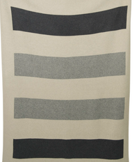 Hangai Mountain Textiles Color Field Charcoal & Stone Grey Cashmere Throw in light beige, featuring a color field design with four horizontal stripes in alternating charcoal and grey.