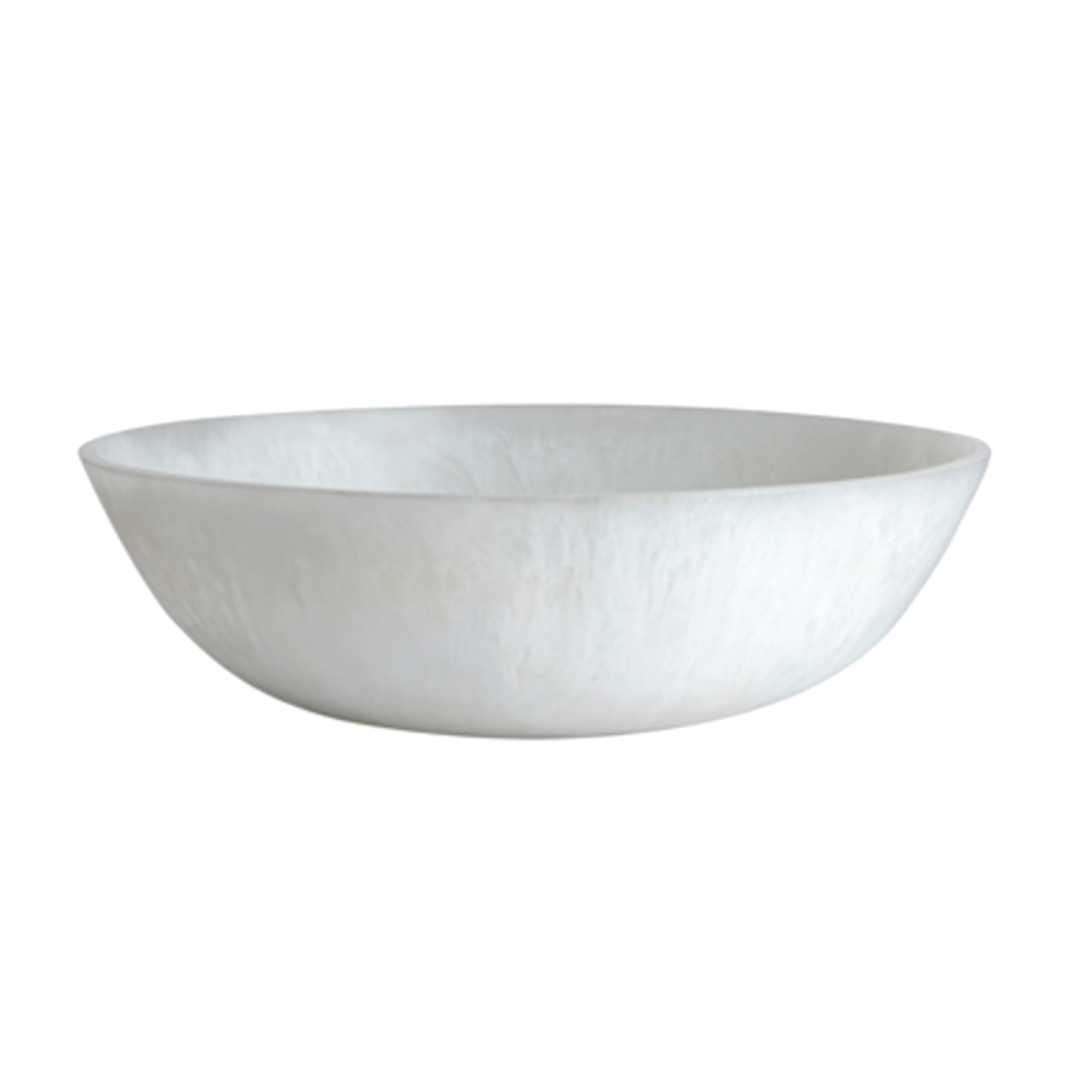 The BIDK Home Whitney Resin Bowl - White 19.5" features a smooth, matte light gray finish and an oversized design, shown against a white background—ideal as a decorative accent.