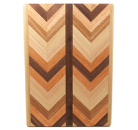 Multiwood Herringbone Serving Board by Dickinson Woodworking—features a rectangular design with a chevron (herringbone) pattern in various shades of brown and beige, accented by two dark brown central stripes.