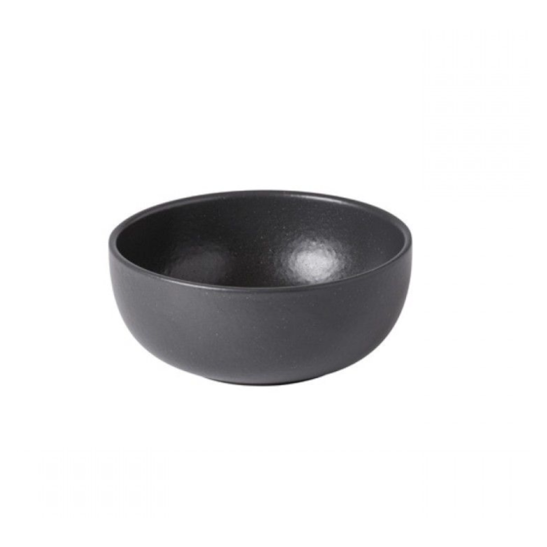 The Casafina Pacifica Dinnerware Grey bowl, shown against a white background, features smooth sides and a matte finish. Microwave and dishwasher safe, it offers everyday convenience with its stylish stoneware design.