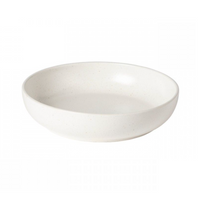 The Casafina/Costa Nova Pacifica Salt Dinnerware bowl is a plain, round, shallow white stoneware piece with slightly curved sides and a subtle matte finish, shown on a white background.
