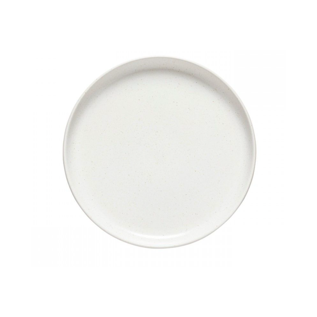 The Casafina/Costa Nova Pacifica Salt Dinnerware plate, a plain, round white stoneware piece with a matte finish, is shown from above on a white background.