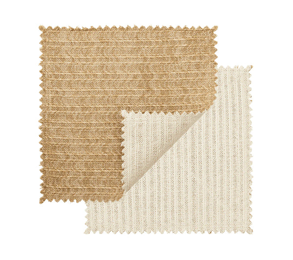 Two rectangular swatches in ivory and beige with zigzag-cut edges are layered to highlight the texture and weave of the Kim Seybert Vista Reversible Placemat Set of 4.